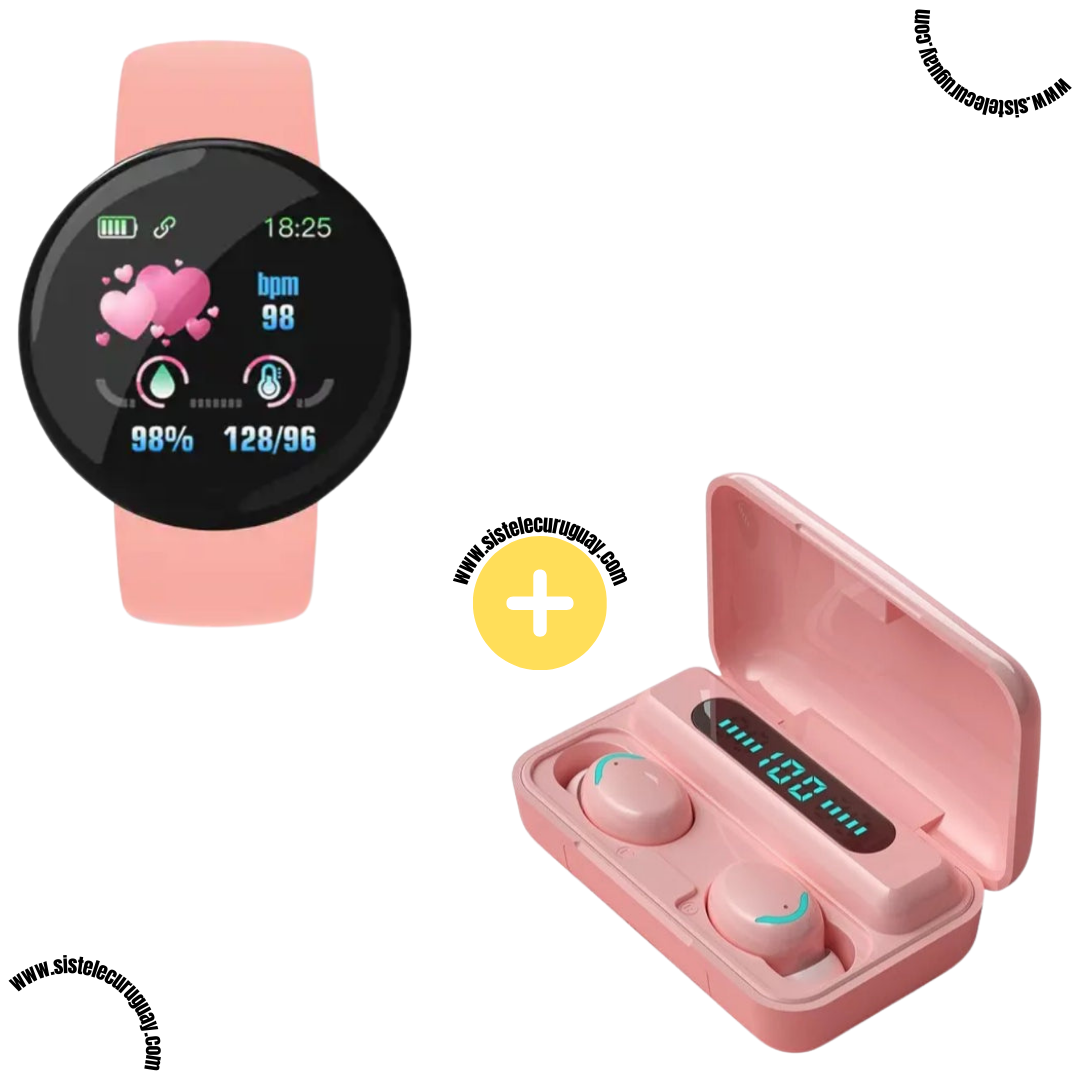 Smart Bracelet Circular con Monitor Cardíaco y Funciones Deportivas + Auriculares Inalámbricos F9 con Power Bank y Pantalla LED Estilo moderno