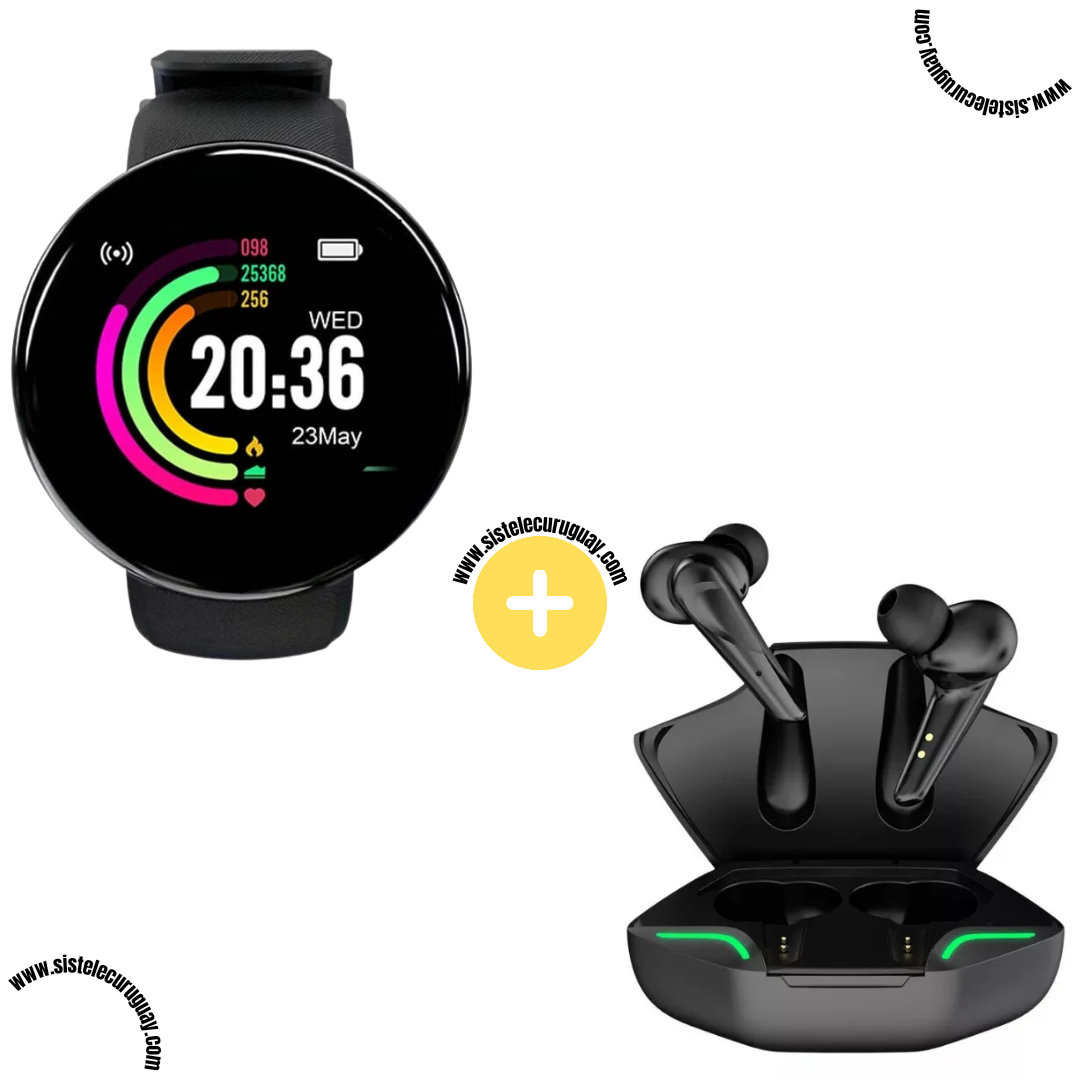 Smart Bracelet Circular Ultra con Pantalla Táctil y Software 2024 + Auriculares Inalámbricos X15 PRO con Sonido HD y Caja de Carga