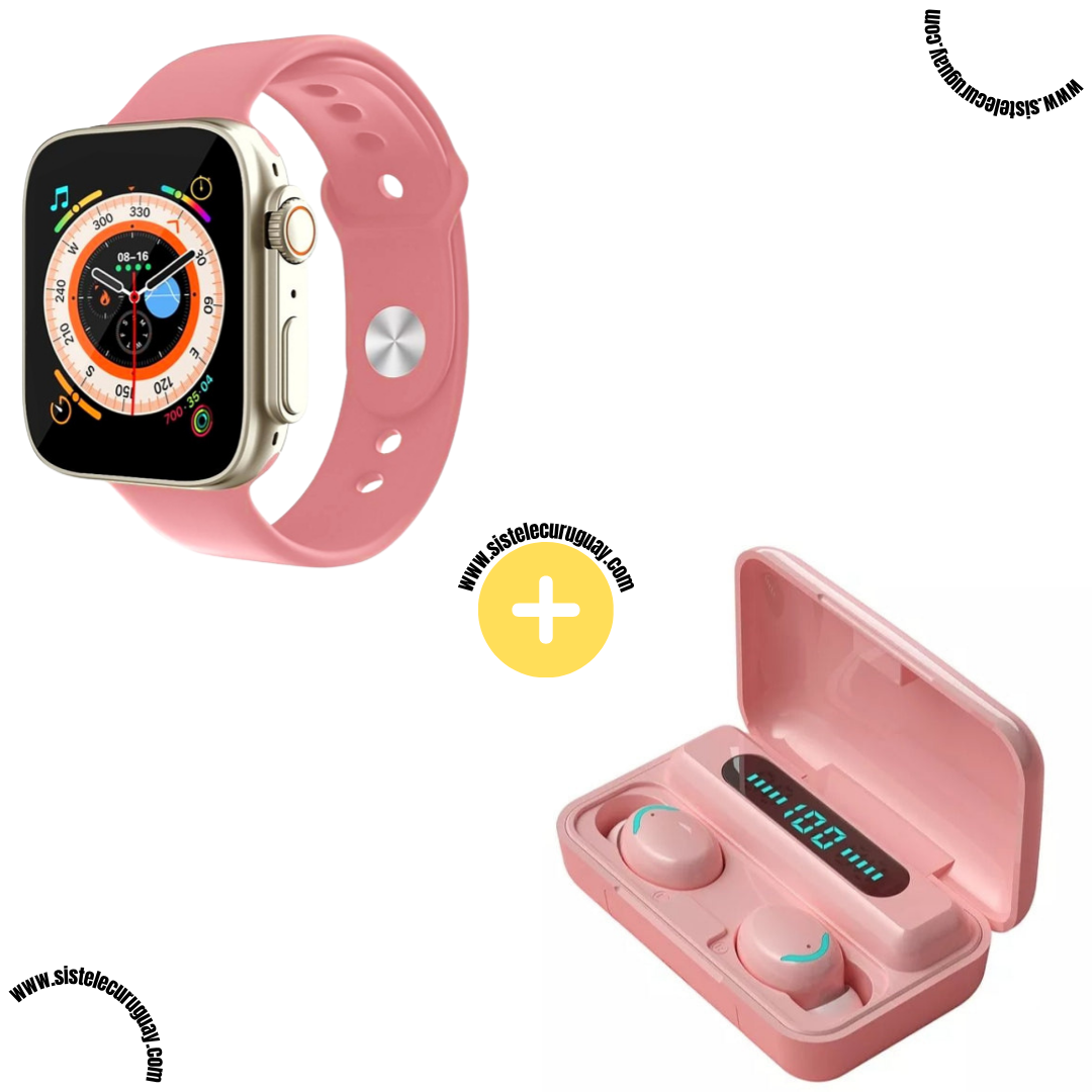 Smart Bracelet D20 Ultra con Monitor Cardíaco y Control Deportivo + Auriculares Inalámbricos E6S con Bluetooth 5.0 y Caja de Carga