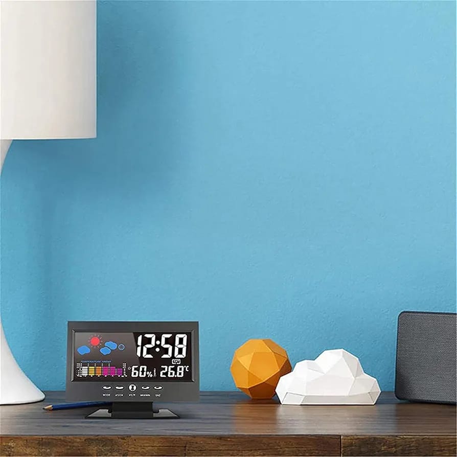 Reloj Despertador Digital con Termómetro e Higrómetro LCD