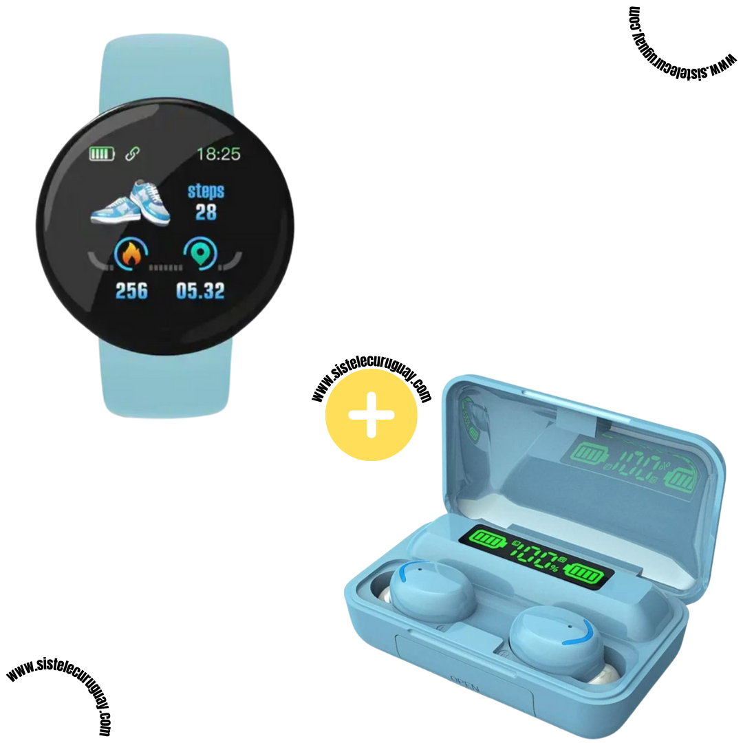 Smart Bracelet Circular con Monitor Cardíaco y Funciones Deportivas + Auriculares Inalámbricos F9 con Power Bank y Pantalla LED Estilo moderno