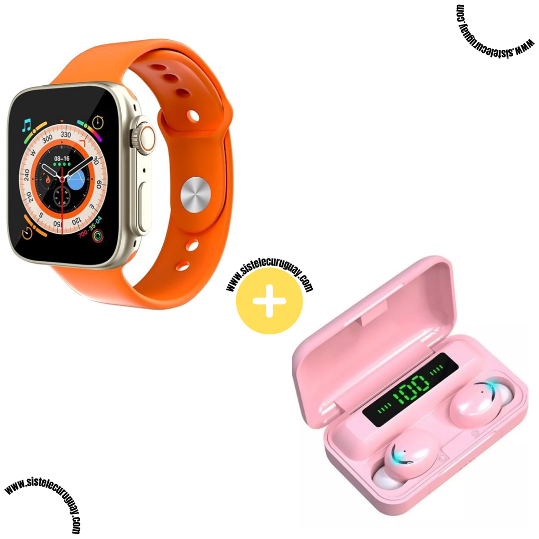 Smart Bracelet D20 Ultra con Monitor Cardíaco y Funciones Deportivas + Auriculares Inalámbricos F9 con Power Bank y Pantalla LED