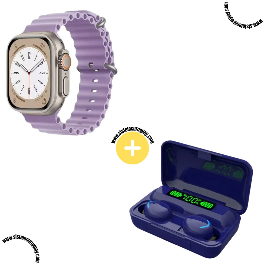 Smartwatch T900 Ultra 2 + Auriculares Inalámbricos F9