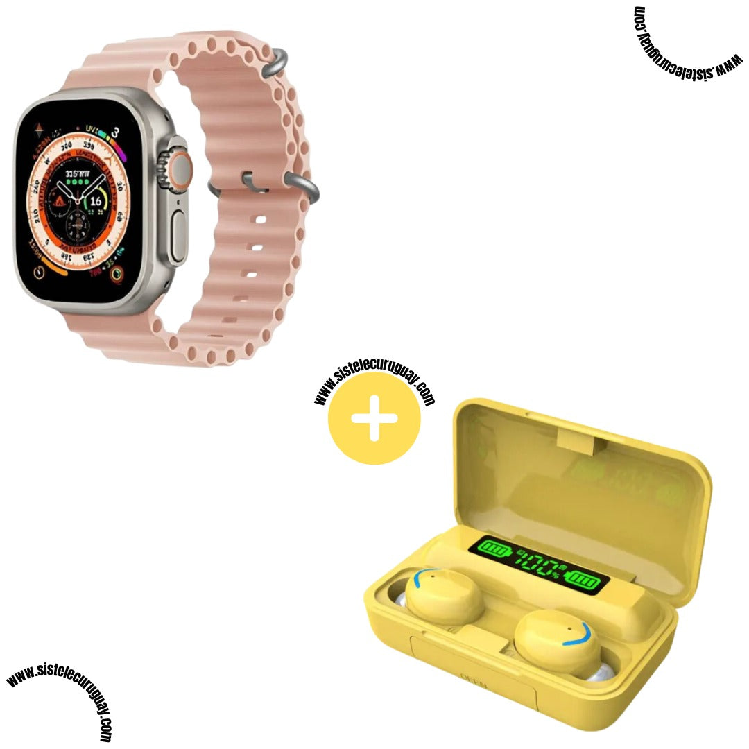 Smartwatch T900 Ultra 2 + Auriculares Inalámbricos F9