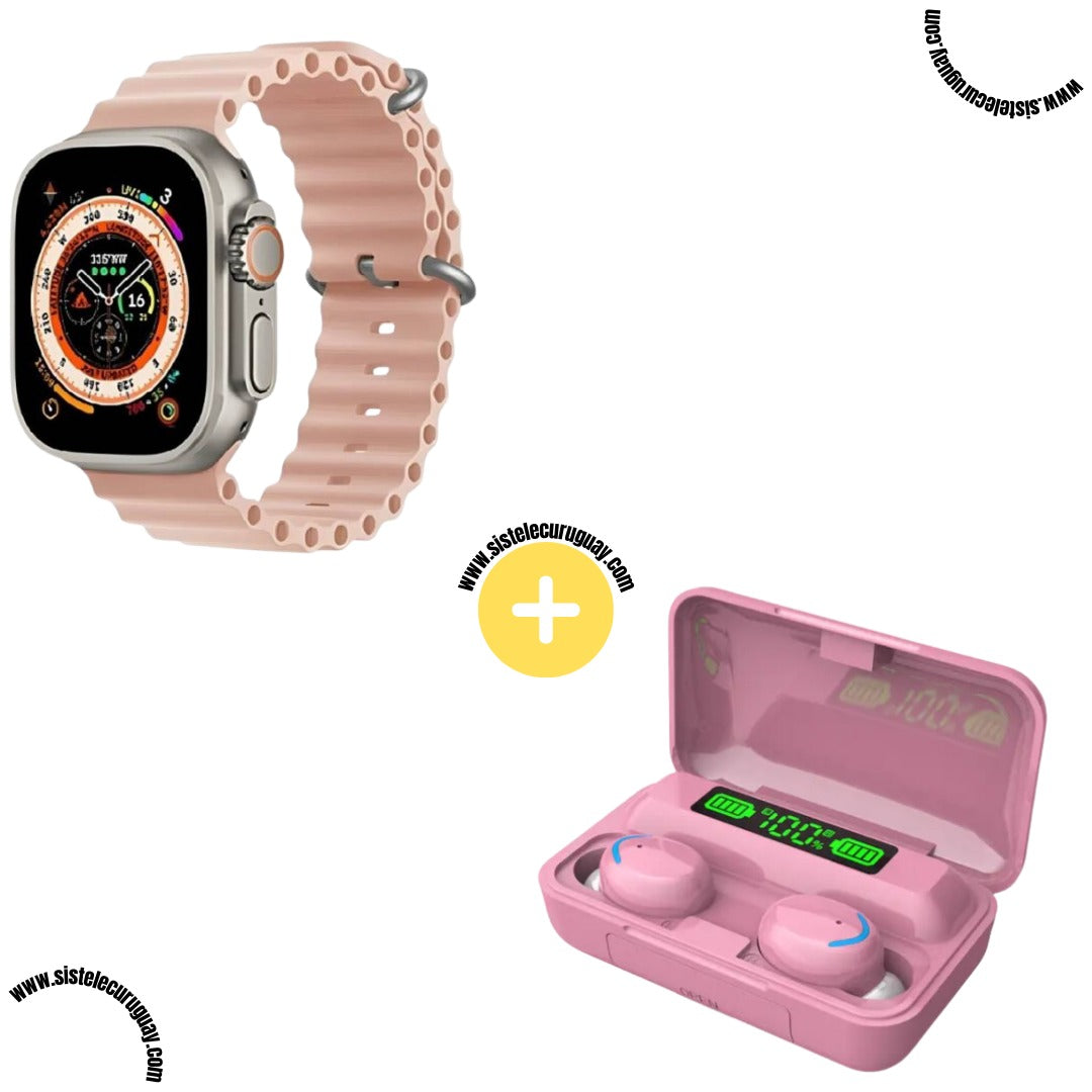 Smartwatch T900 Ultra 2 + Auriculares Inalámbricos F9