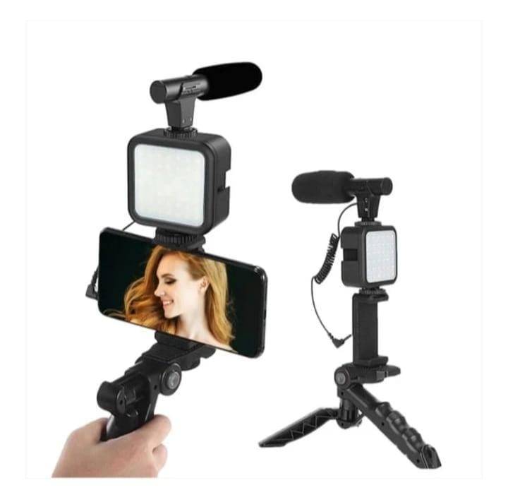Kit de Grabación Profesional para Celular – Con Micrófono, Luz LED y Soporte