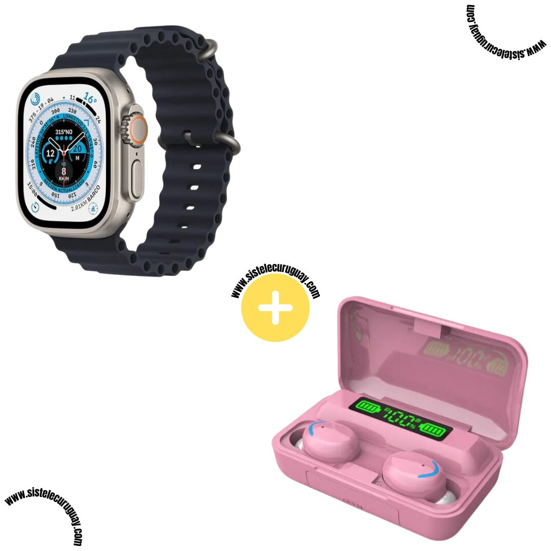 Smartwatch T900 Ultra 2 + Auriculares Inalámbricos F9