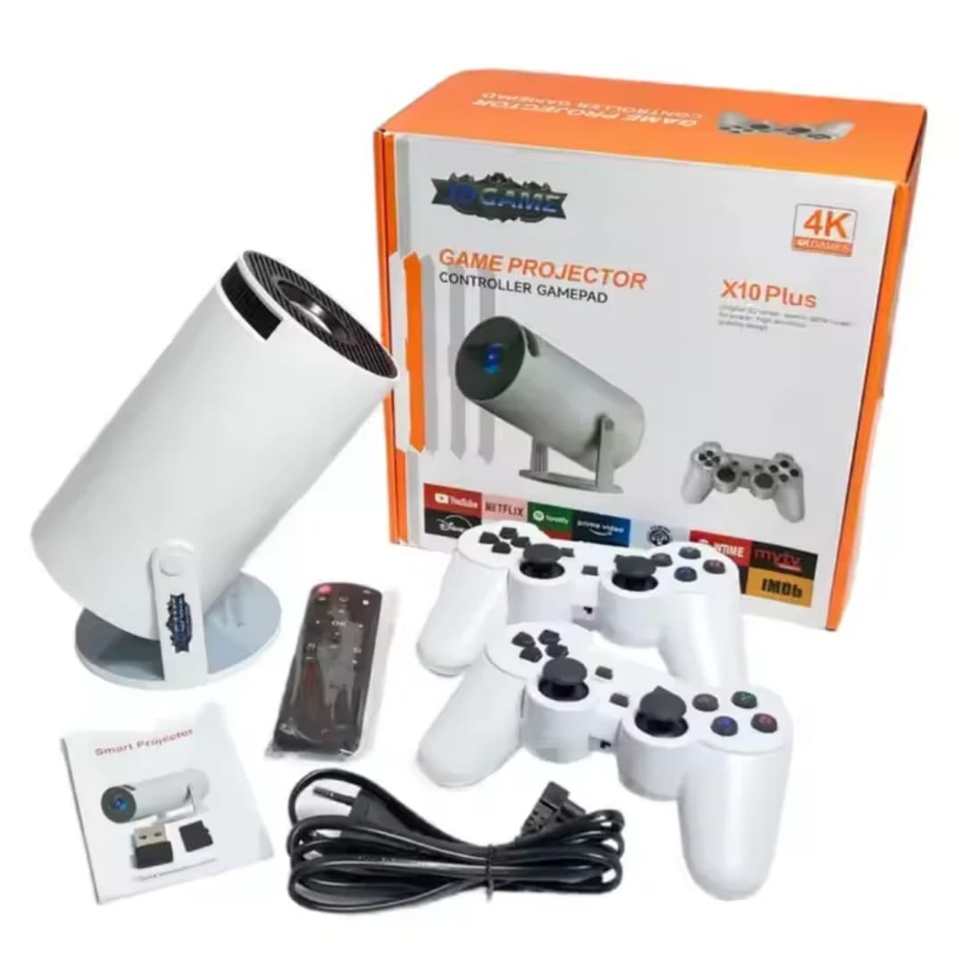 Proyector X10 PLUS – Incluye Juegos y 2 Mandos Inalámbricos para una Experiencia Completa