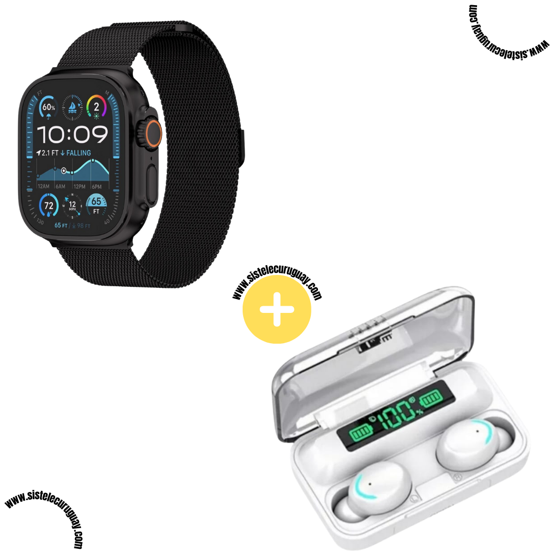 Smartwatch T900 Ultra 2 + Auriculares Inalámbricos F9