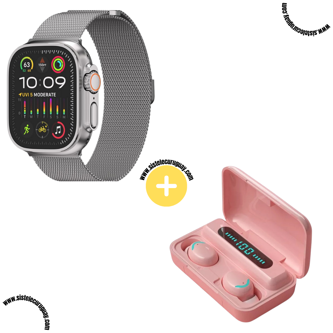 Smartwatch T900 Ultra 2 + Auriculares Inalámbricos F9