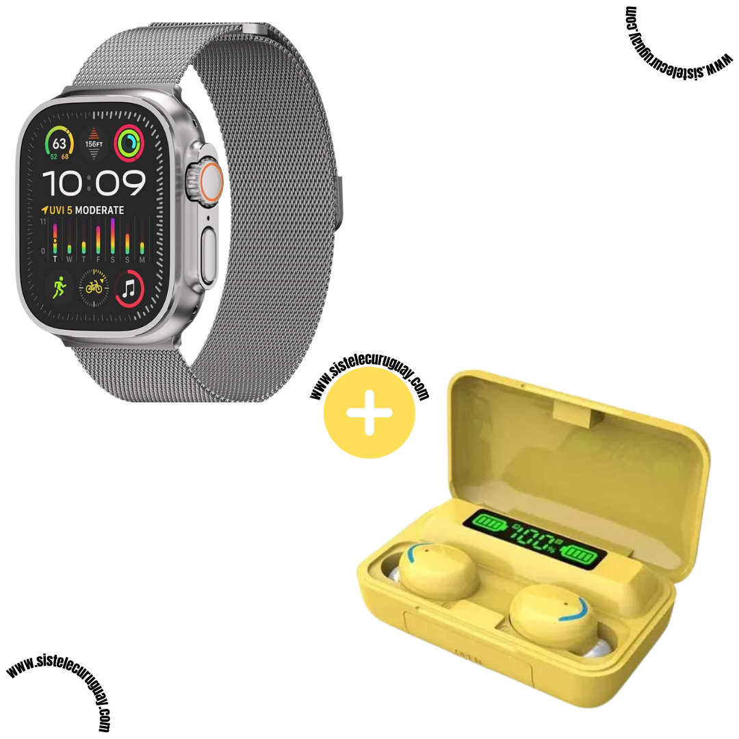 Smartwatch T900 Ultra 2 + Auriculares Inalámbricos F9