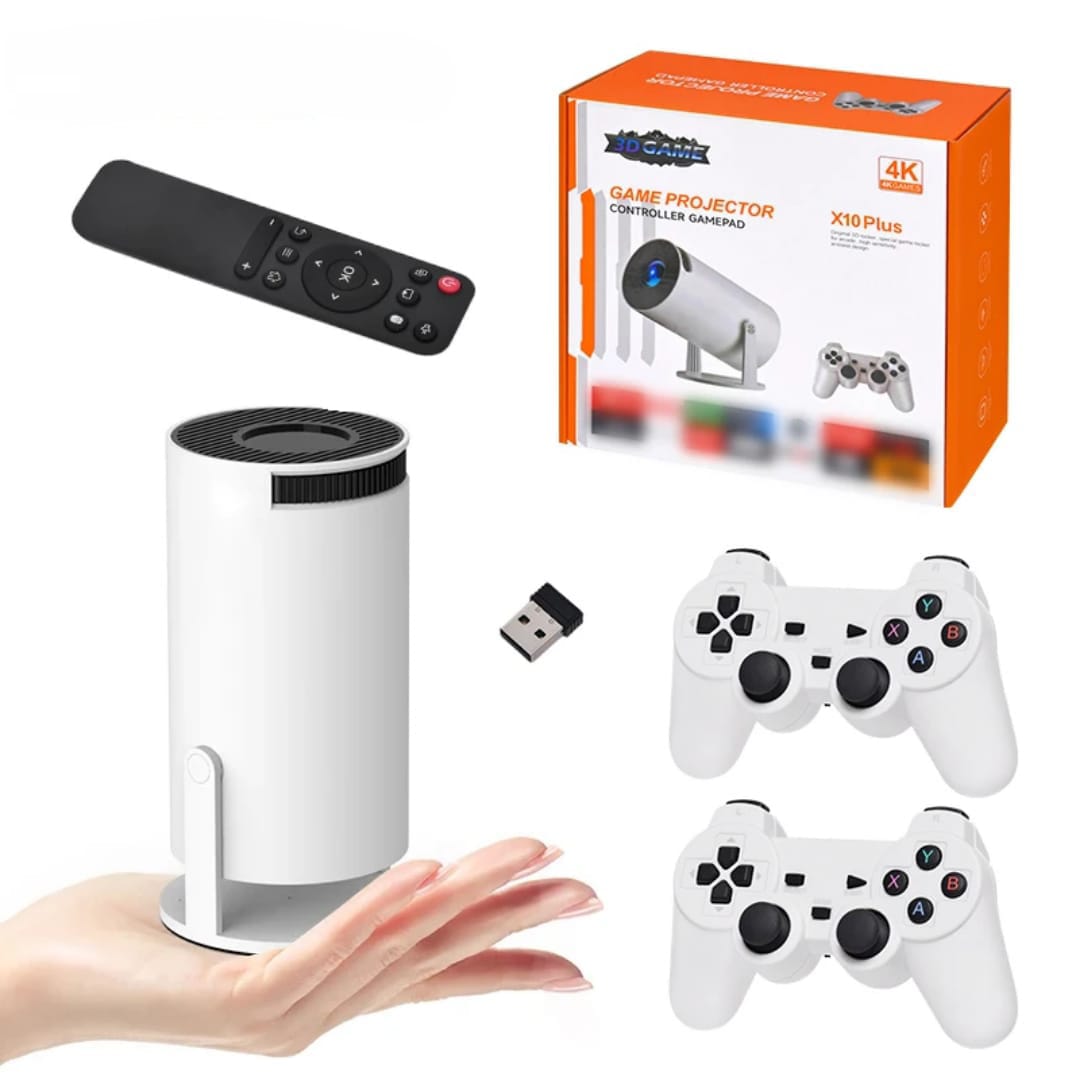 Proyector X10 PLUS – Incluye Juegos y 2 Mandos Inalámbricos para una Experiencia Completa