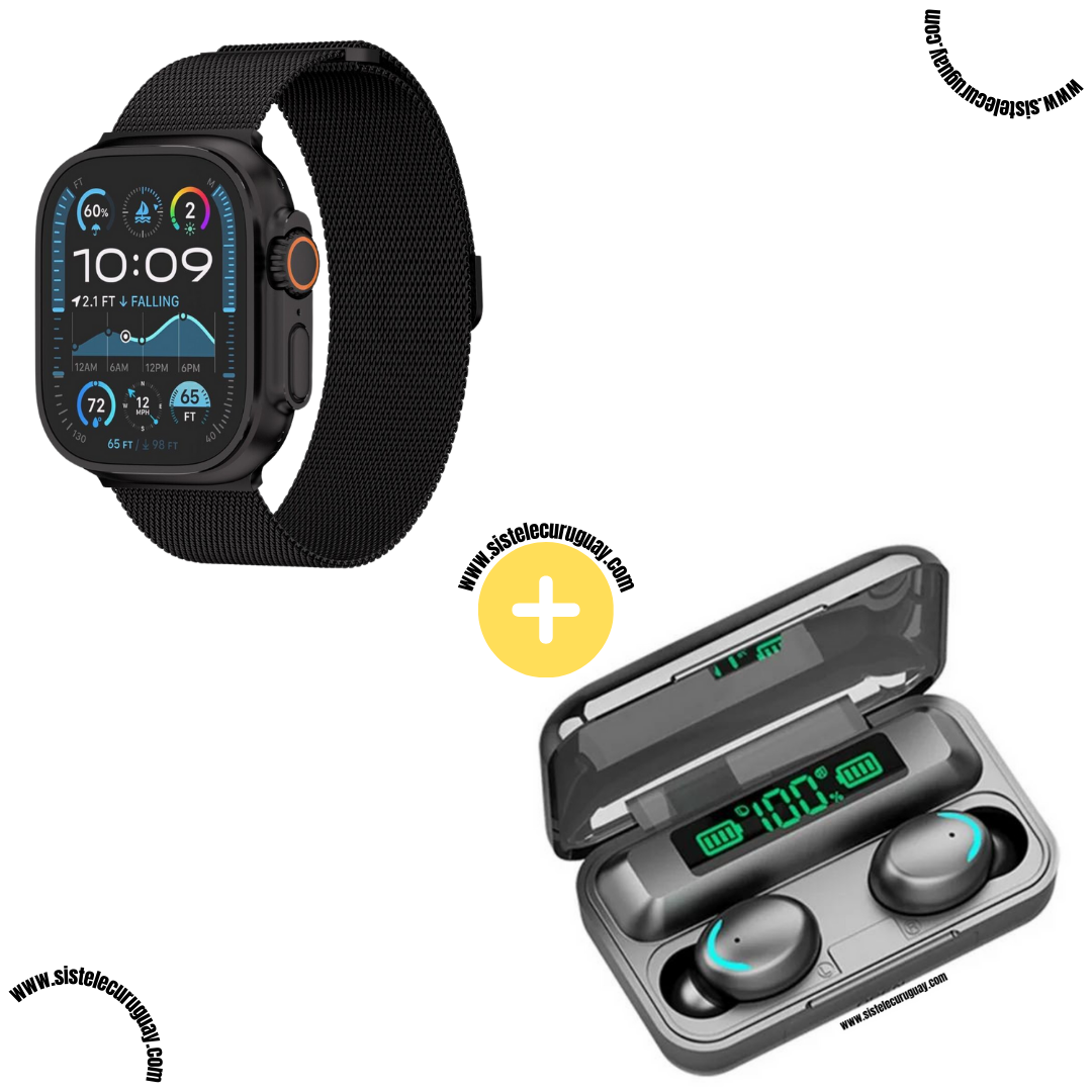 Smartwatch T900 Ultra 2 + Auriculares Inalámbricos F9