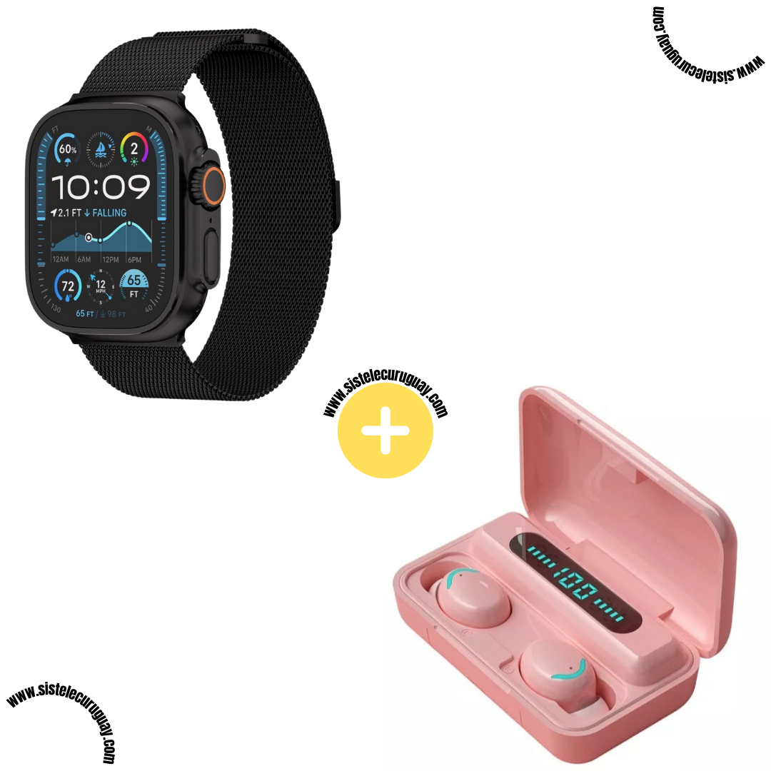 Smartwatch T900 Ultra 2 + Auriculares Inalámbricos F9
