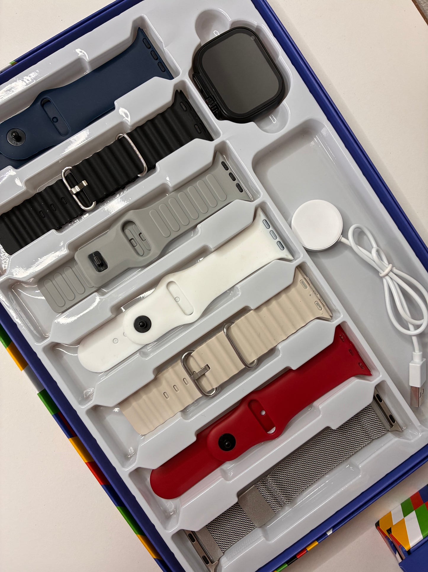 Cofre de smartwatch 7 en 1 con malla de metal