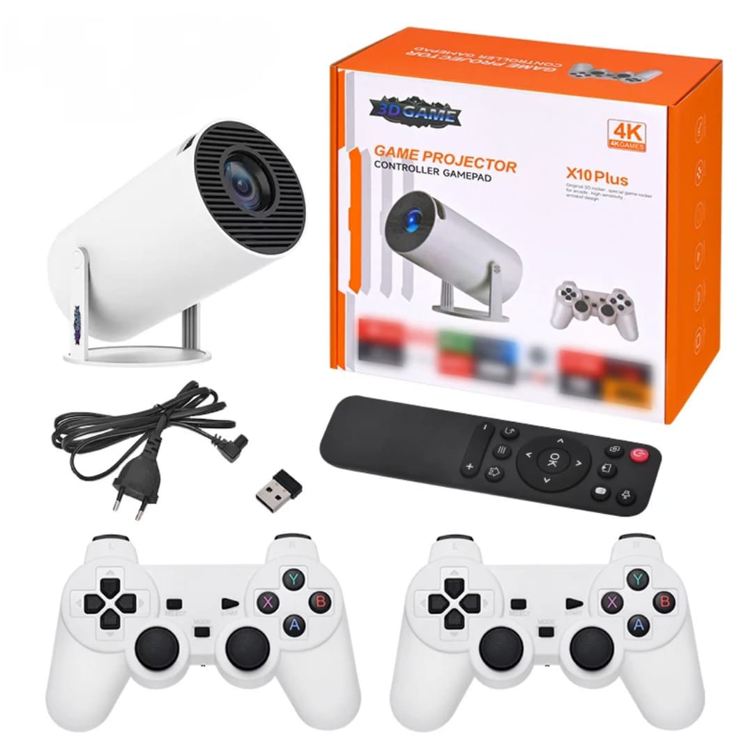 Proyector X10 PLUS – Incluye Juegos y 2 Mandos Inalámbricos para una Experiencia Completa