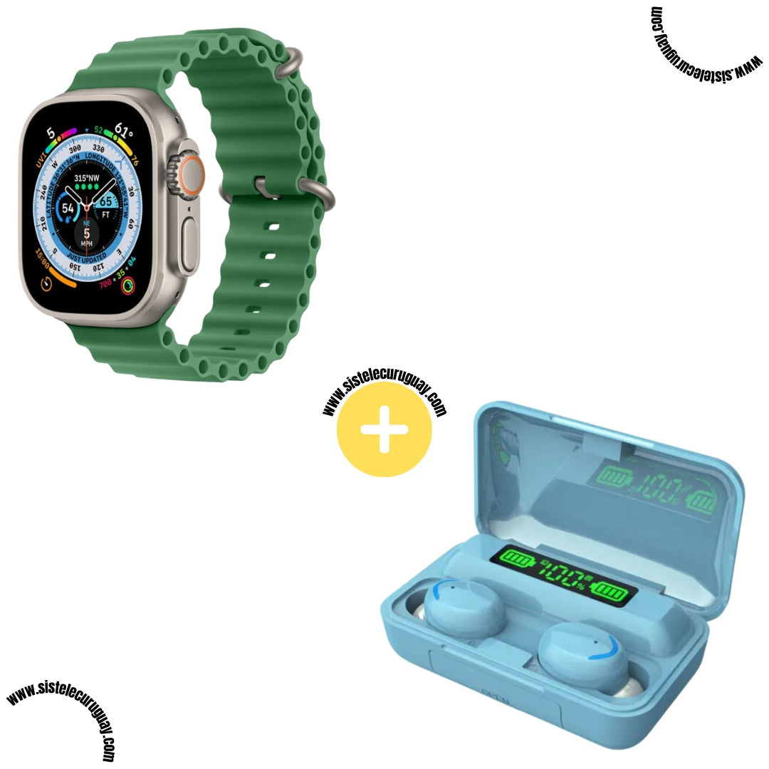 Smartwatch T900 Ultra 2 + Auriculares Inalámbricos F9