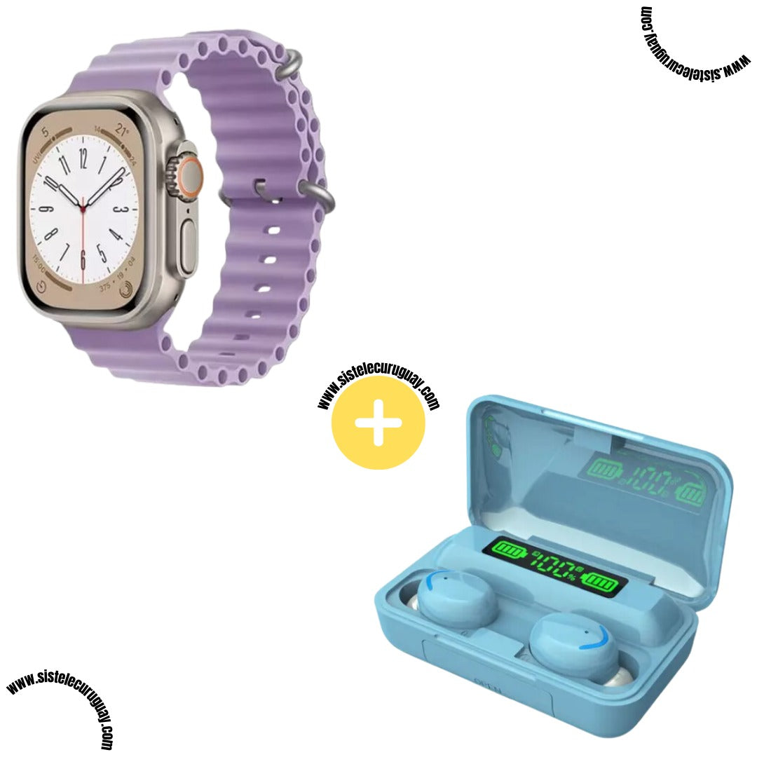 Smartwatch T900 Ultra 2 + Auriculares Inalámbricos F9