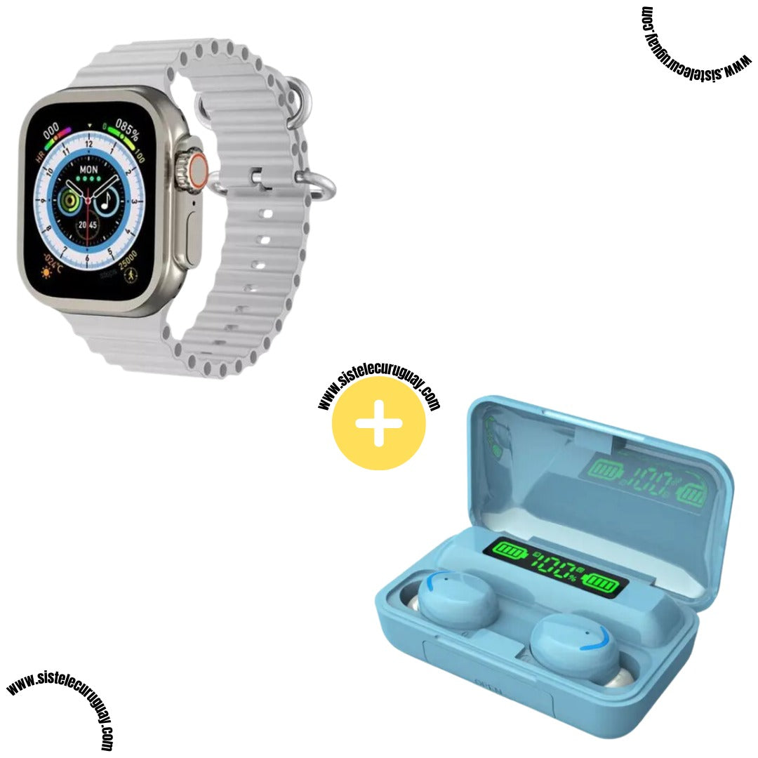 Smartwatch T900 Ultra 2 + Auriculares Inalámbricos F9