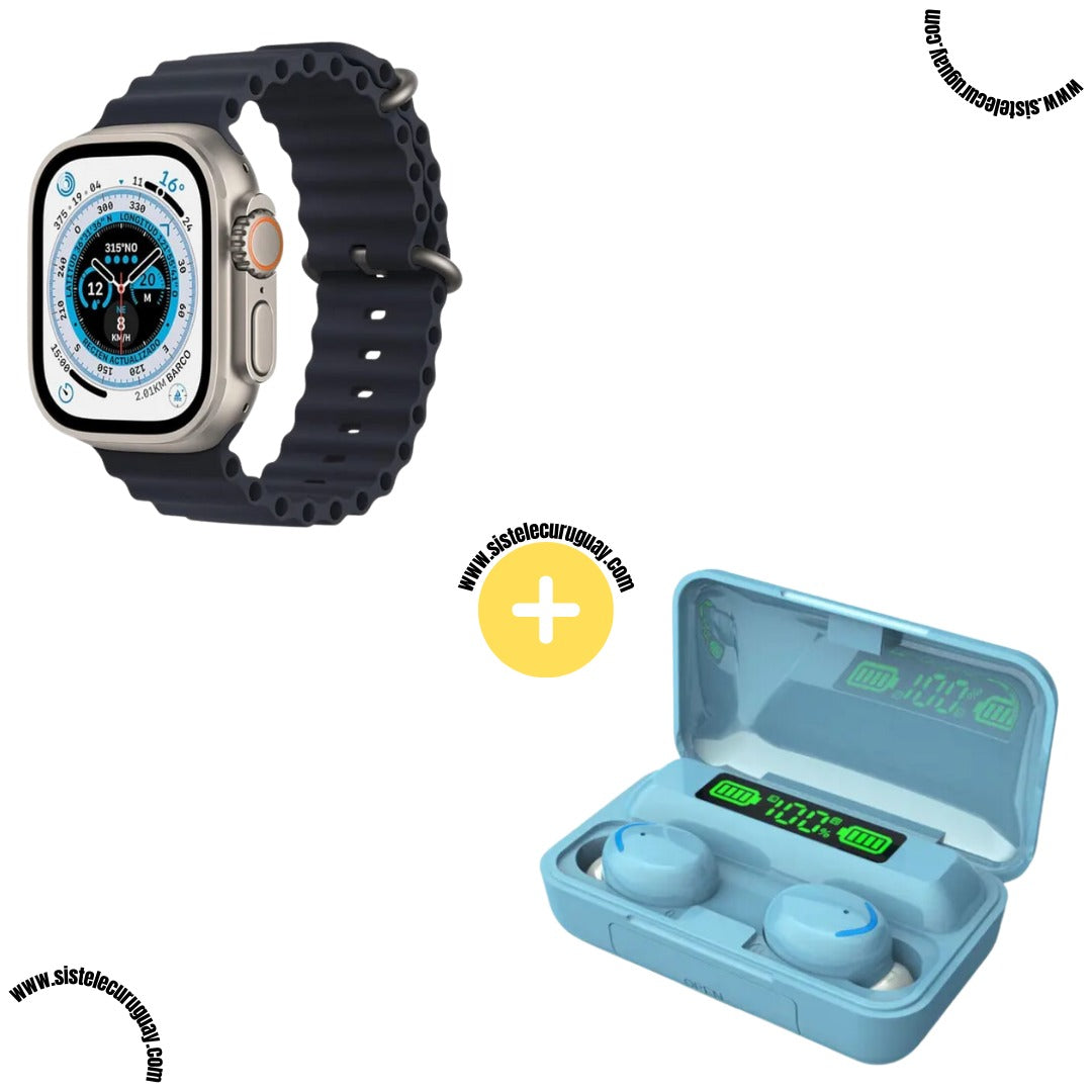 Smartwatch T900 Ultra 2 + Auriculares Inalámbricos F9