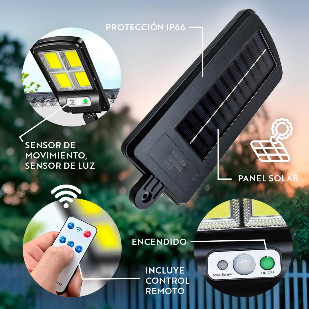 Foco Solar 200W: Ilumina con energía renovable