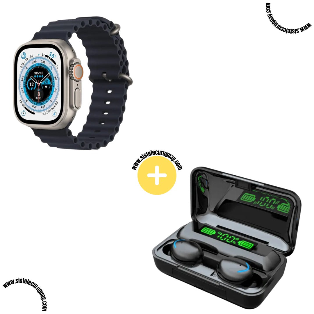 Smartwatch T900 Ultra 2 + Auriculares Inalámbricos F9