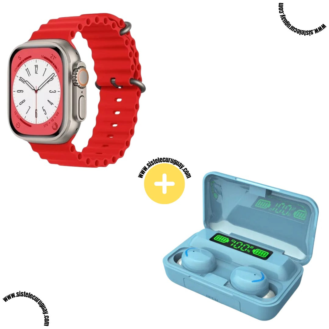 Smartwatch T900 Ultra 2 + Auriculares Inalámbricos F9