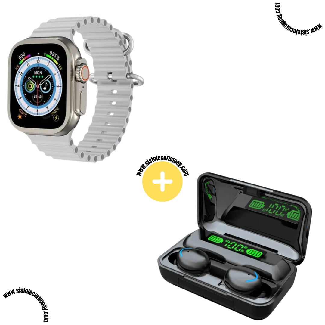 Smartwatch T900 Ultra 2 + Auriculares Inalámbricos F9
