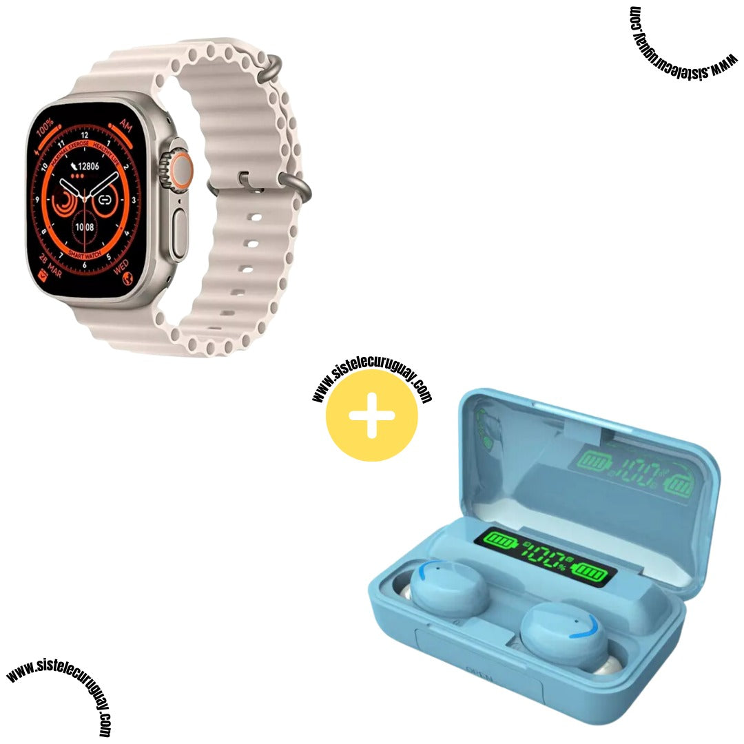 Smartwatch T900 Ultra 2 + Auriculares Inalámbricos F9