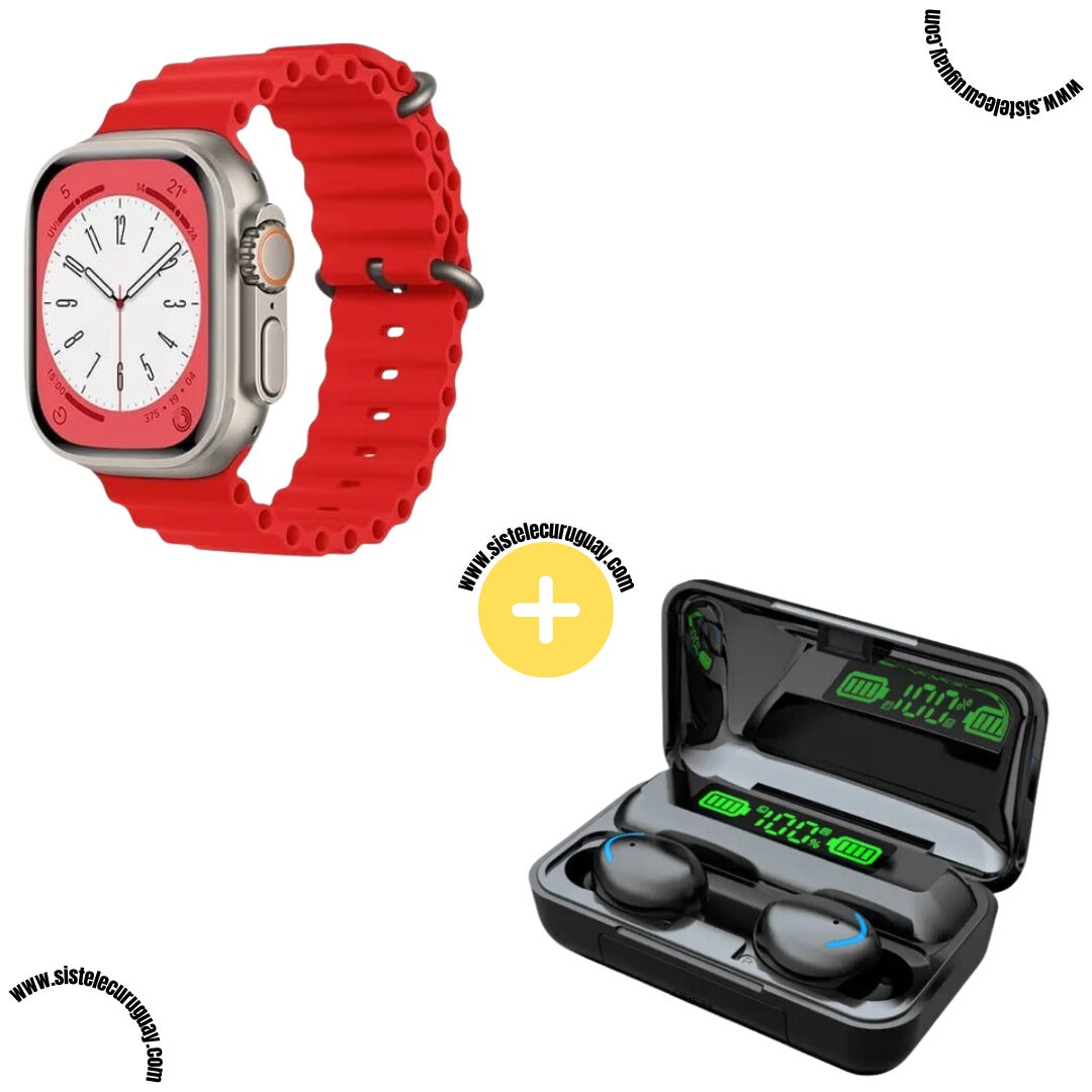 Smartwatch T900 Ultra 2 + Auriculares Inalámbricos F9