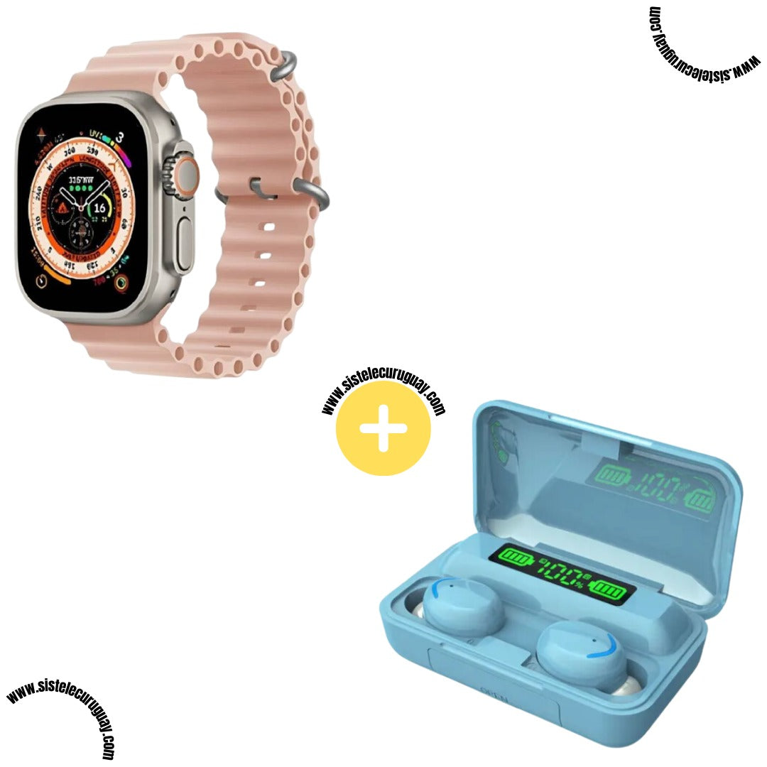 Smartwatch T900 Ultra 2 + Auriculares Inalámbricos F9