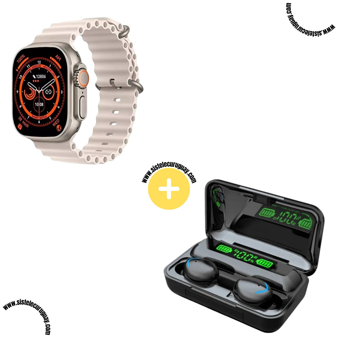 Smartwatch T900 Ultra 2 + Auriculares Inalámbricos F9