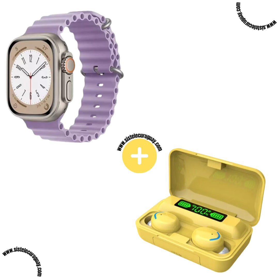 Smartwatch T900 Ultra 2 + Auriculares Inalámbricos F9
