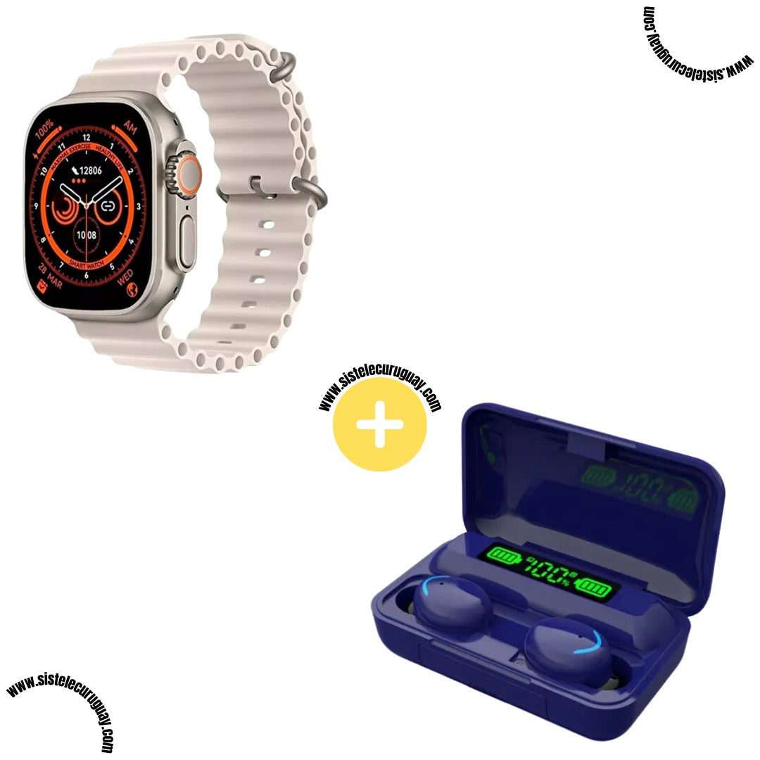 Smartwatch T900 Ultra 2 + Auriculares Inalámbricos F9