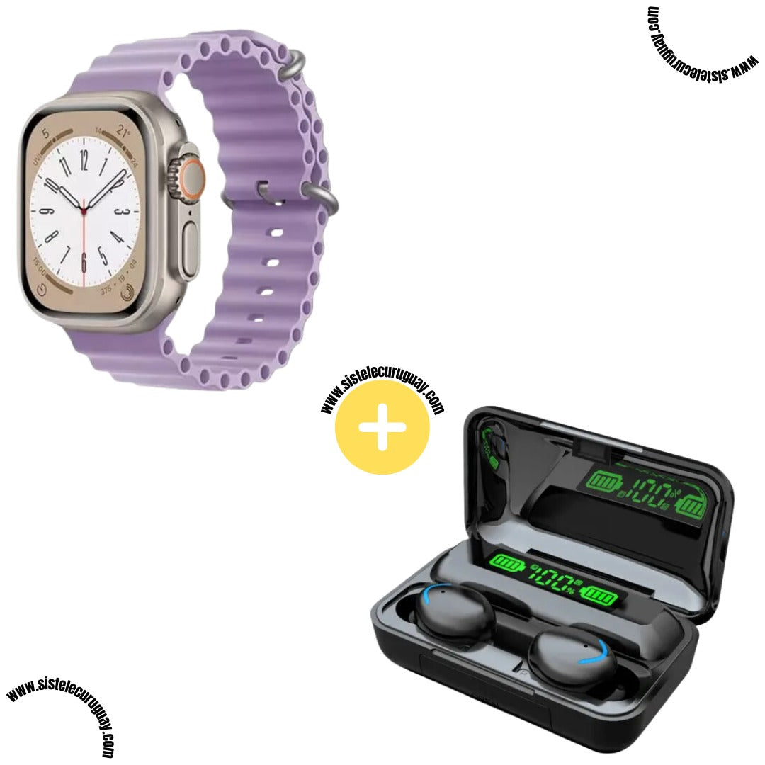 Smartwatch T900 Ultra 2 + Auriculares Inalámbricos F9
