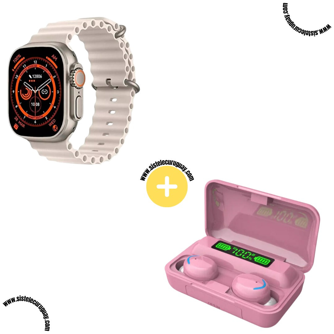 Smartwatch T900 Ultra 2 + Auriculares Inalámbricos F9