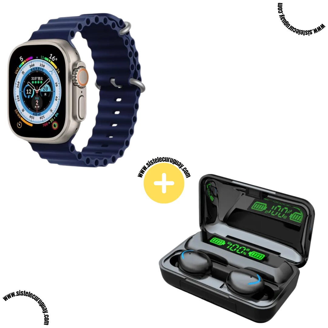 Smartwatch T900 Ultra 2 + Auriculares Inalámbricos F9