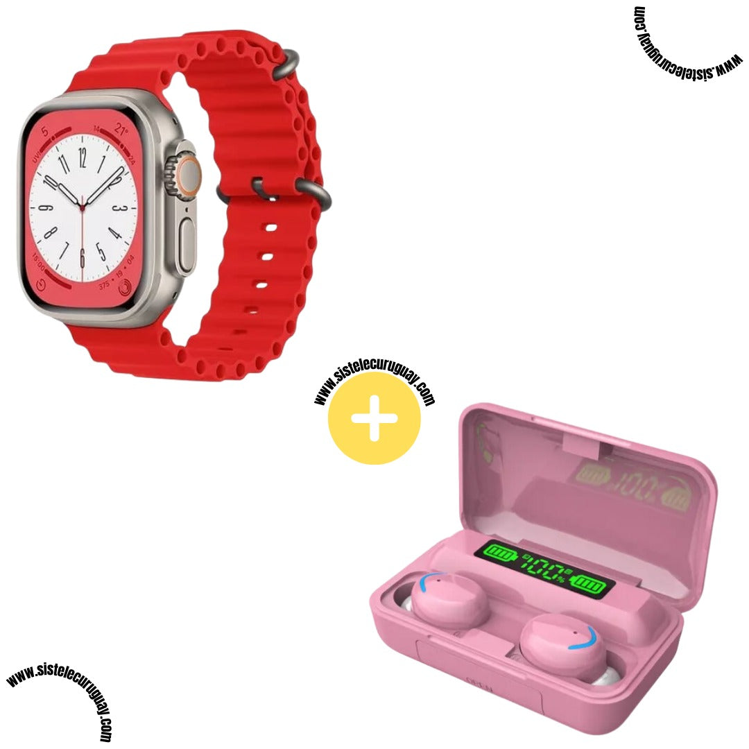 Smartwatch T900 Ultra 2 + Auriculares Inalámbricos F9