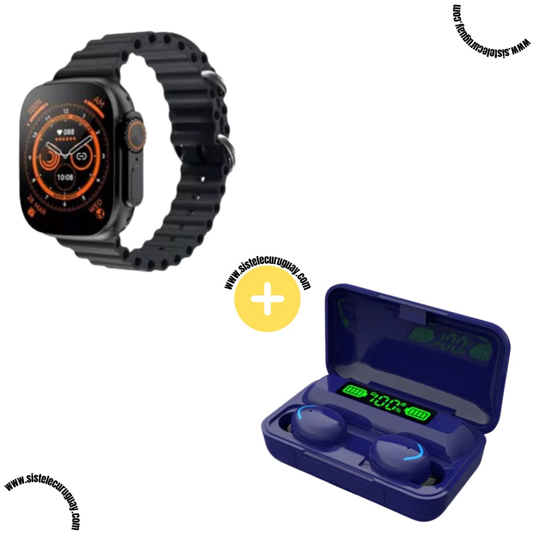 Smartwatch T900 Ultra 2 + Auriculares Inalámbricos F9