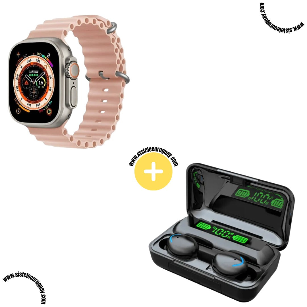 Smartwatch T900 Ultra 2 + Auriculares Inalámbricos F9
