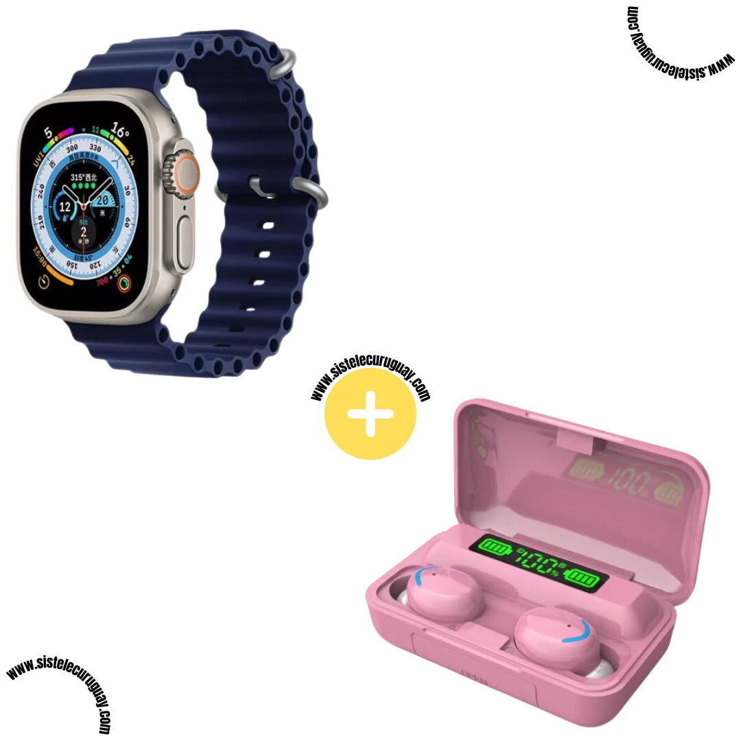 Smartwatch T900 Ultra 2 + Auriculares Inalámbricos F9