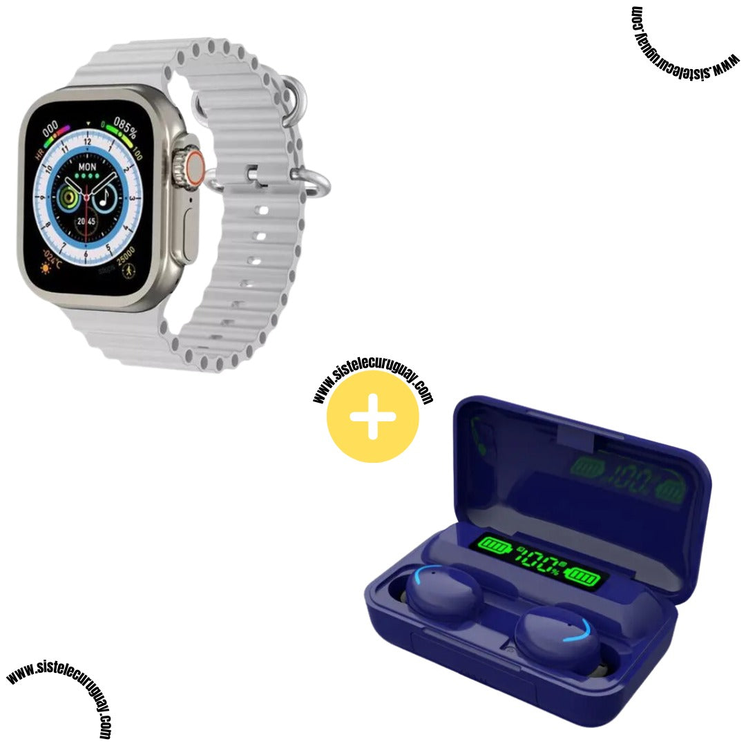 Smartwatch T900 Ultra 2 + Auriculares Inalámbricos F9