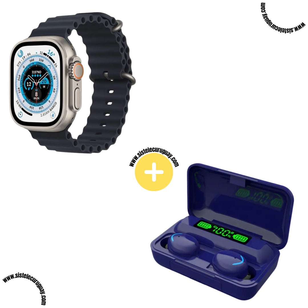 Smartwatch T900 Ultra 2 + Auriculares Inalámbricos F9