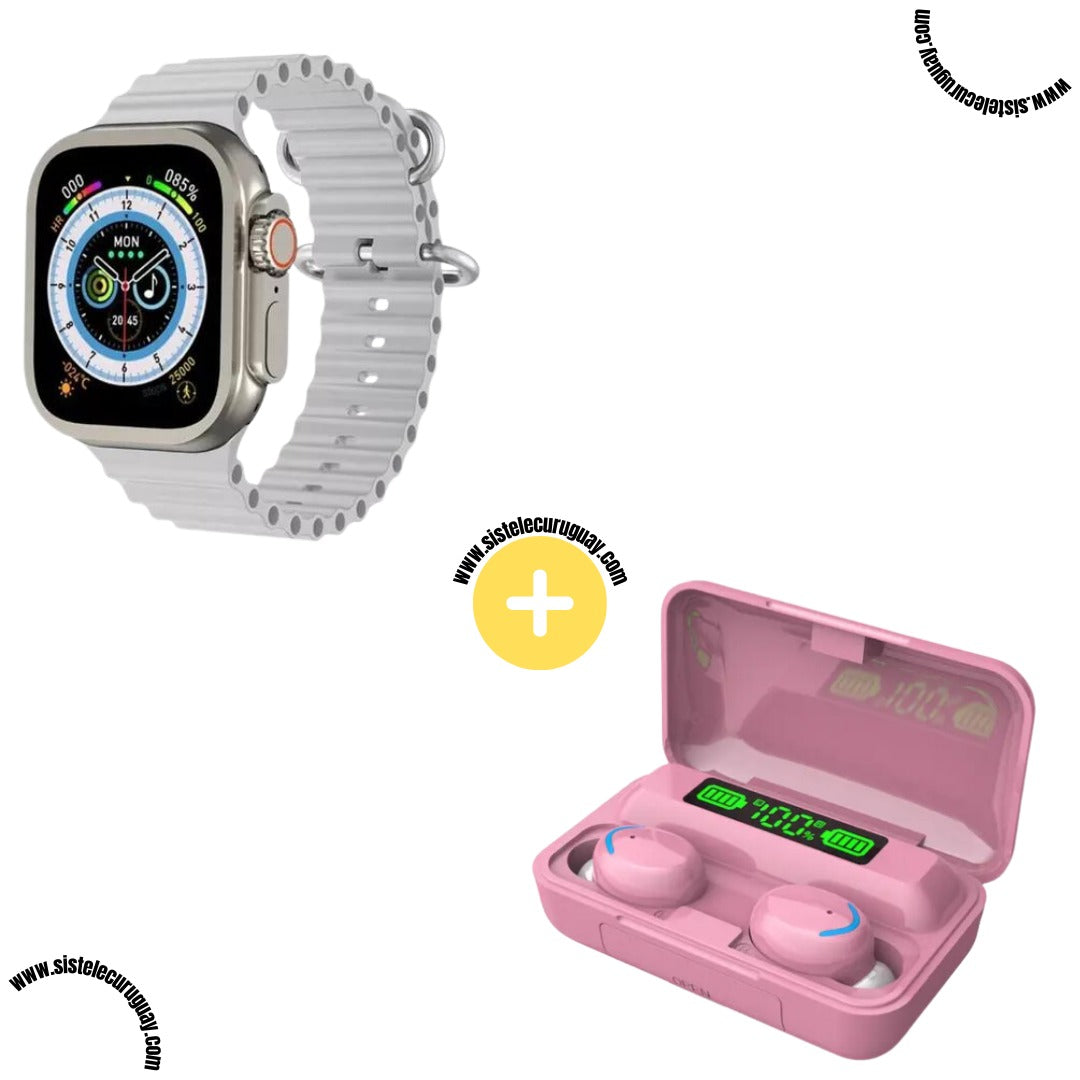 Smartwatch T900 Ultra 2 + Auriculares Inalámbricos F9