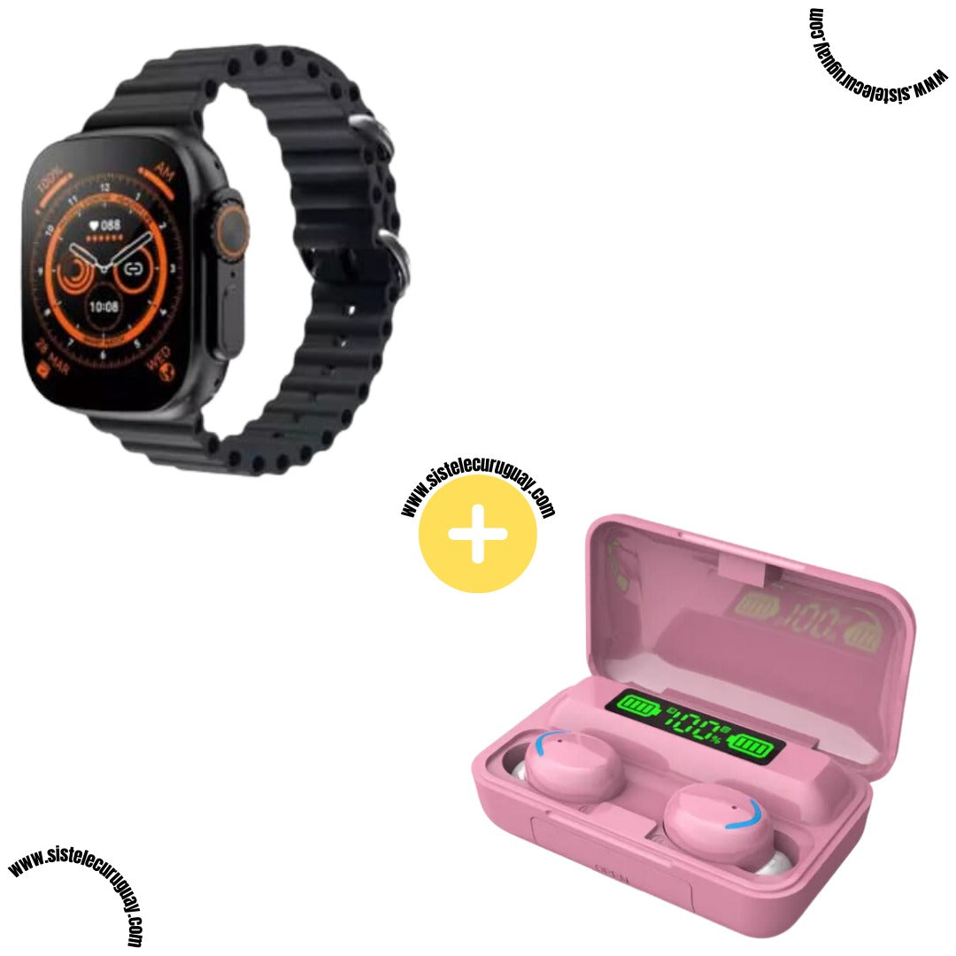 Smartwatch T900 Ultra 2 + Auriculares Inalámbricos F9