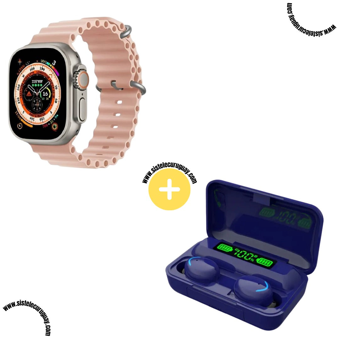 Smartwatch T900 Ultra 2 + Auriculares Inalámbricos F9