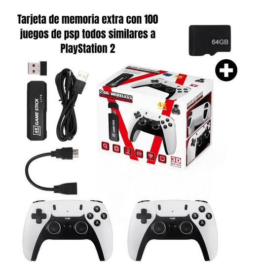 Game Stick GD10 PRO - Consola inalámbrica +48.000 juegos + microSD  con 100 juegos de PSP similares a Playstation 2 (Disponible 5 días hábiles después de su compra)