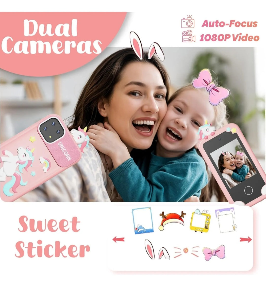 Teléfono Inteligente de Juguete Multifuncional para Niños – Con Cámara HD, Juegos y Aprendizaje