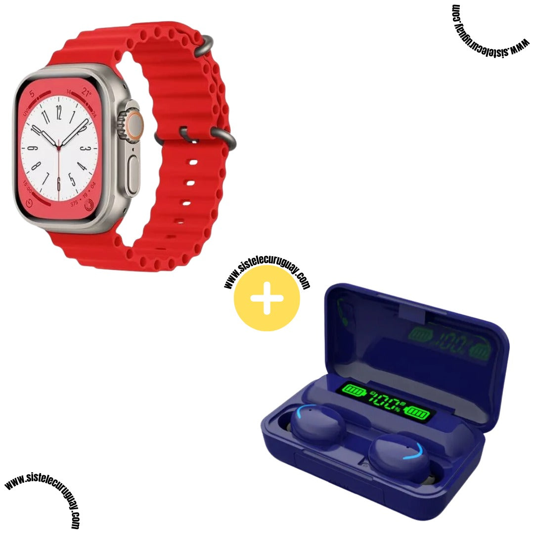 Smartwatch T900 Ultra 2 + Auriculares Inalámbricos F9