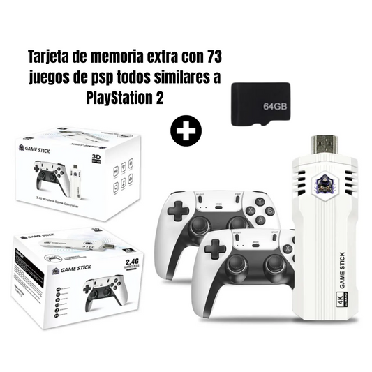 Game Stick X2 PLUS MAX - Consola inalámbrica +55.000 juegos + microSD  con 73 juegos de PSP similares a Playstation 2